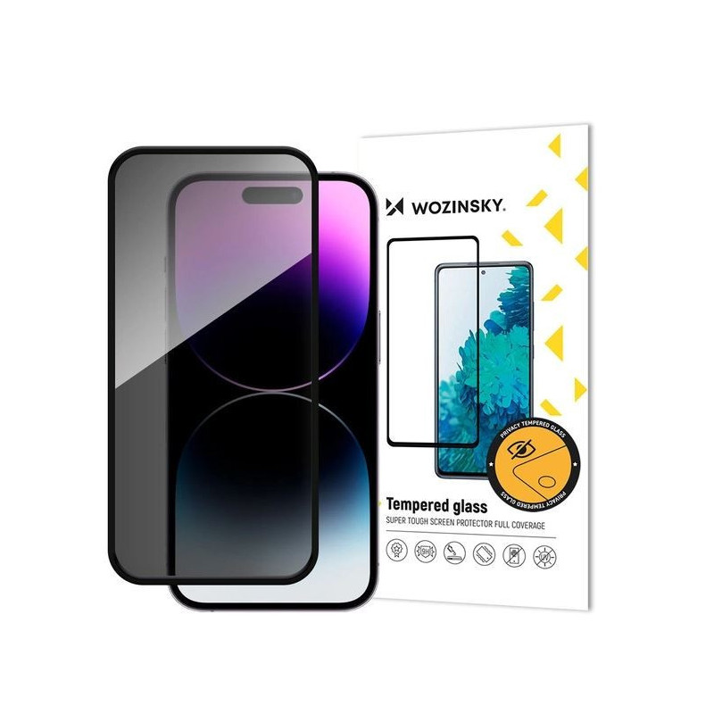 LCD apsauginis stikliukas "Wozinsky Privacy 5D Full Glue" Apple iPhone 16 Plus pritaikytas dėklui Anti Spy