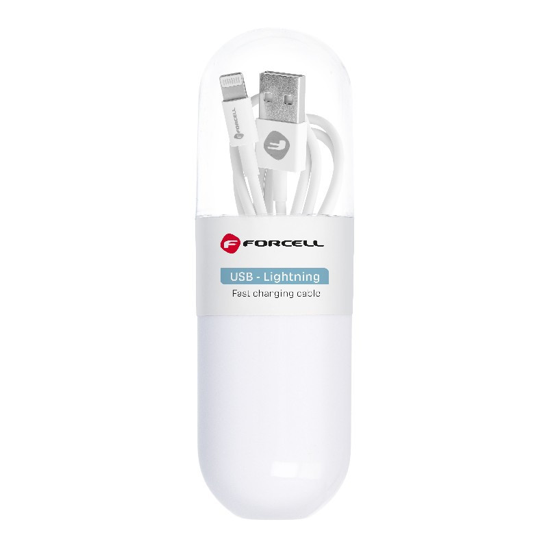 USB kabelis Forcell TUBE (C316) "lightning" 1m baltas