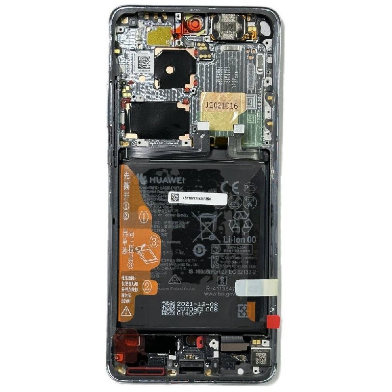 Ekranas Huawei P50 PRO su lietimui jautriu stikliuku ir rėmeliu ir baterija Golden Black originalus (service pack)