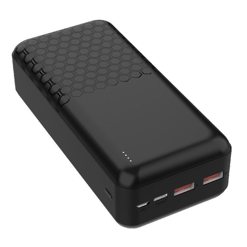 External battery POWER BANK PLATINET 30000mAh (2xUSB 1xType-C QC3.0 22.5W) black