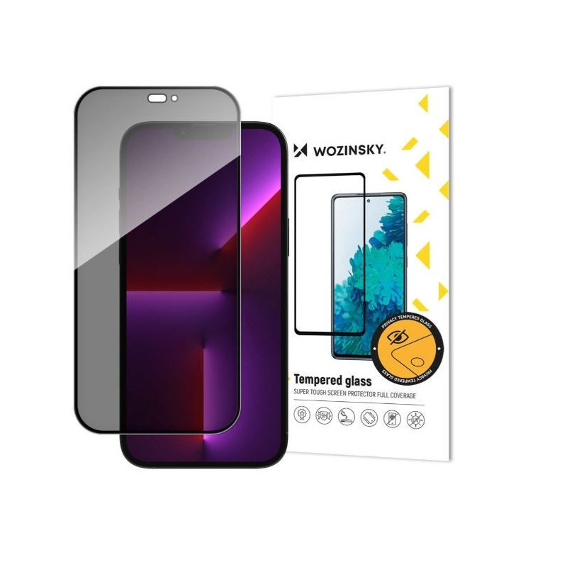 LCD apsauginis stikliukas "Wozinsky Privacy 5D Full Glue" Samsung S936 S25 Plus pritaikytas dėklui Anti Spy