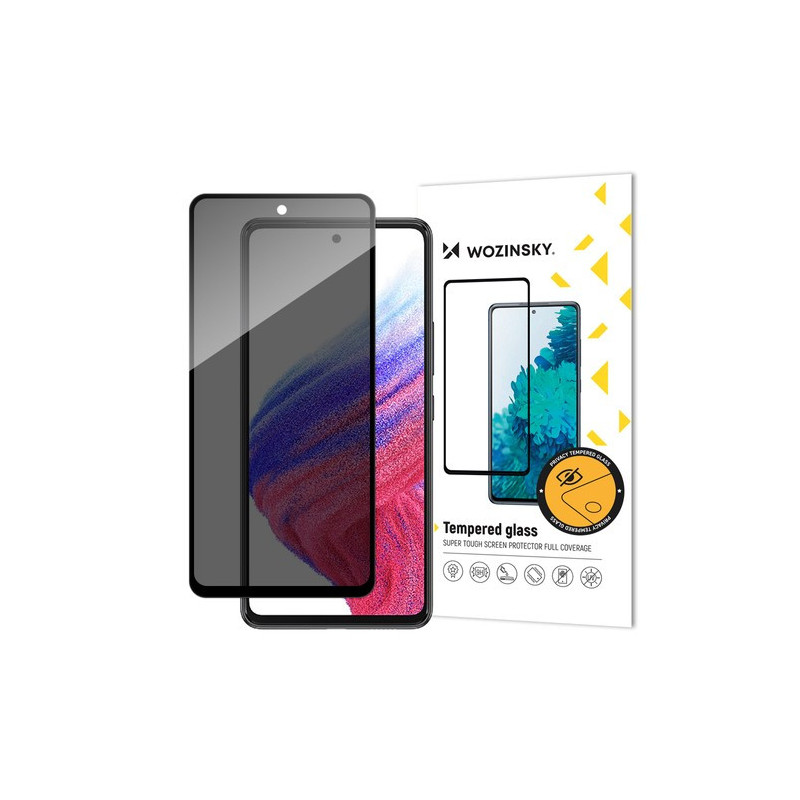 LCD apsauginis stikliukas "Wozinsky Privacy 5D Full Glue" Samsung A536 A53 5G pritaikytas dėklui Anti Spy
