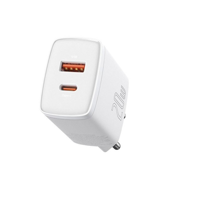 Charger Baseus (CCXJ-B02) (1xUSB-C 1xUSB 3A 20W) white