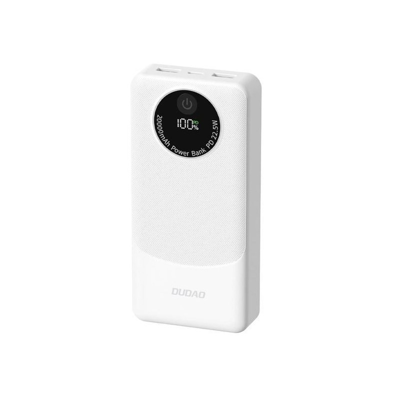 Išorinė baterija POWER BANK Dudao (K12Pro) 20000mAh (2xUSB 1xUSB-C) balta