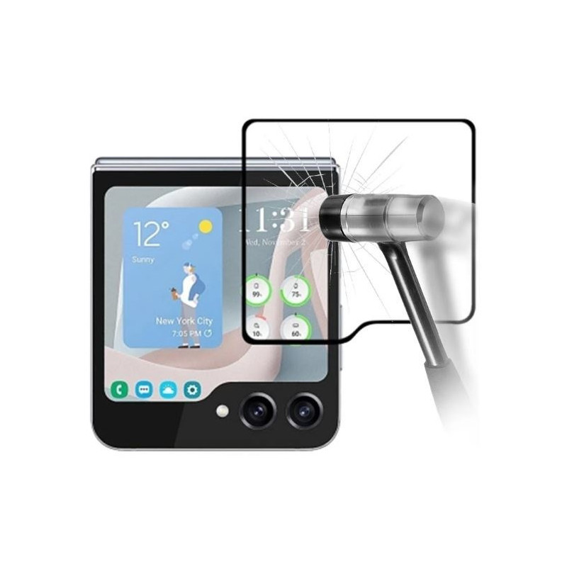 LCD apsauginis stikliukas "5D Full Glue" Samsung F741 Z Flip6 Outer juodas be įpakavimo