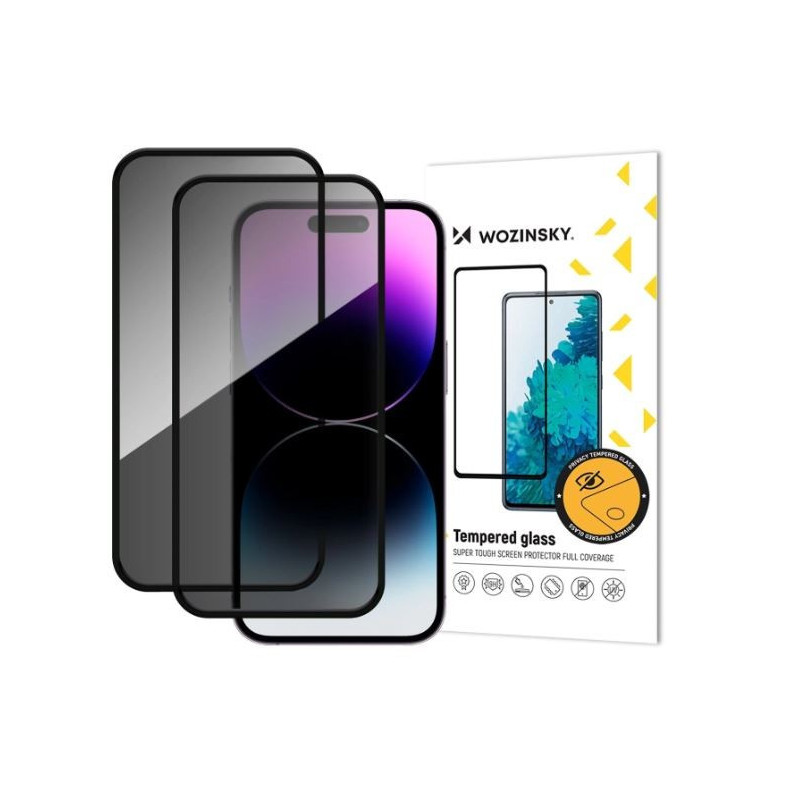 LCD apsauginis stikliukas "Wozinsky Privacy 5D Full Glue" Apple iPhone 17 Air pritaikytas dėklui Anti Spy (2vn