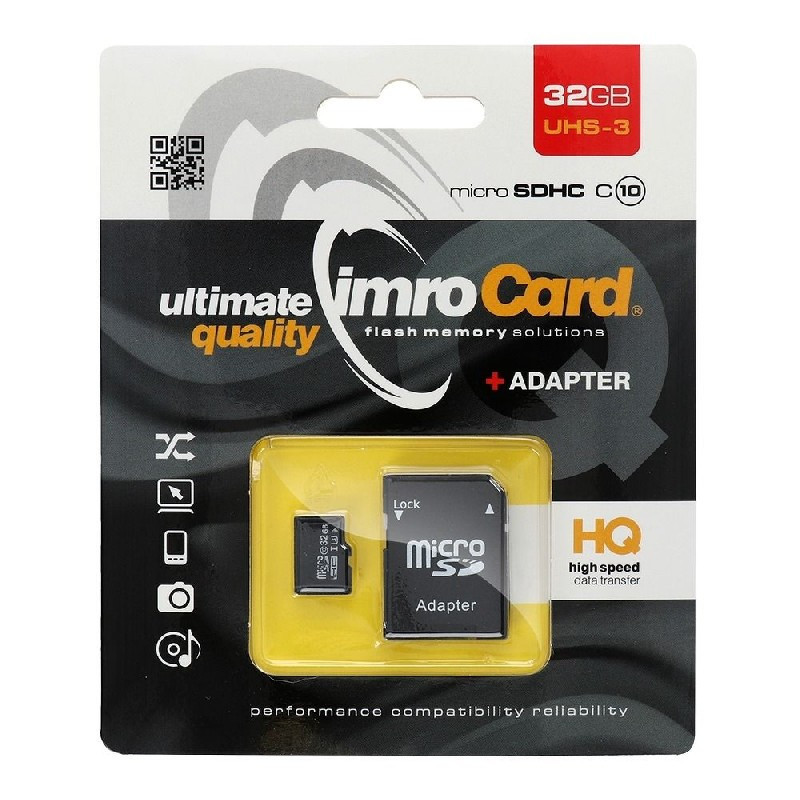 Memory card IMRO MicroSD 32GB 100MB / s (class10 UHS 3 4K) + SD Adapter