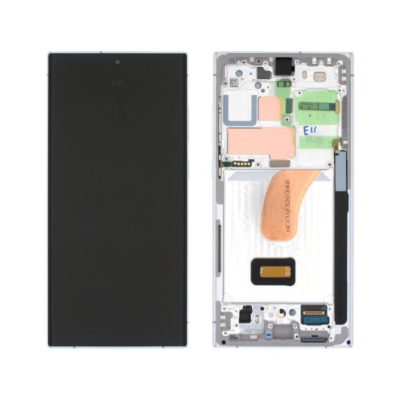 LCD screen Samsung S918 S23 Ultra 5G with touch screen and frame Sky Blue / Lime original (assembled service pack)