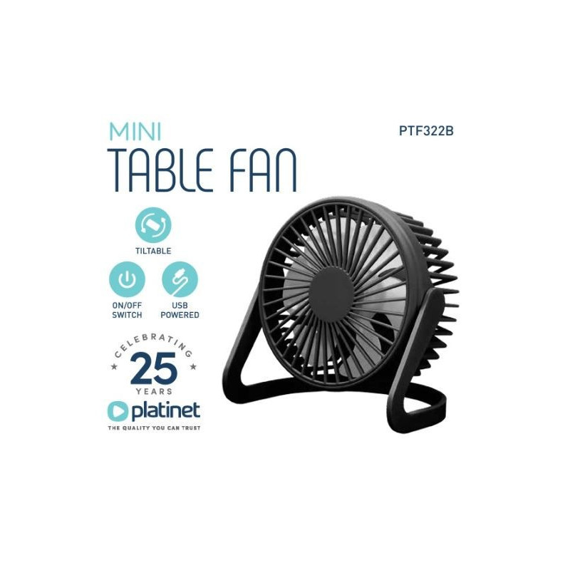 PLATINET TABLE FAN (15cm x 15cm x 12cm) black