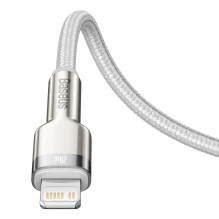 USB-C laidas, skirtas „Lightning“ įkrovikliui „Baseus Cafule“, PD, 20 W, 1 m (baltas)