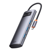 4in1 šakotuvas „Baseus Metal Gleam“ serija, USB-C į 4x USB 3.0