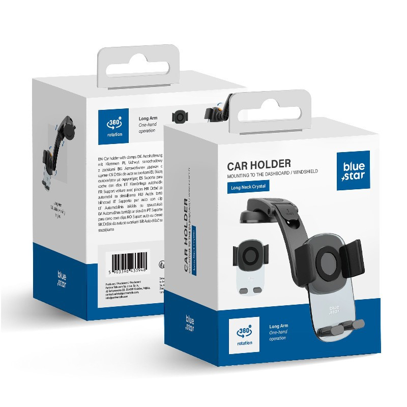 Universal car phone holder Blue Star (Long Neck Crystal) black