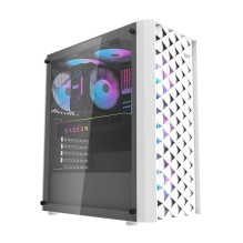 „Darkflash DK351“ kompiuterio korpusas (baltas) + 4 RGB ventiliatoriai