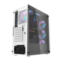 „Darkflash DK351“ kompiuterio korpusas (baltas) + 4 RGB ventiliatoriai