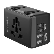 Blitzwolf BW-TA1 4 viename kelioninis adapteris 2xUSB + C + PD 20W