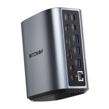 Blitzwolf BW-TH15 17in1 įkrovimo stotelė 2xHD+DP+4xC+3xUSB 3.0+USB 3.1+C 3.2+C PD+RJ45+microSD+SD+3.5mm garso jungtis