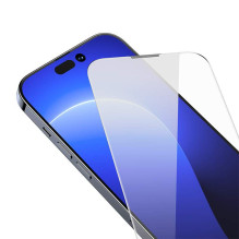 „Baseus Crystal“ grūdinto stiklo apsauginis stikliukas nuo dulkių, 0,3 mm, skirtas „iPhone 14 Pro“ (2 vnt.)