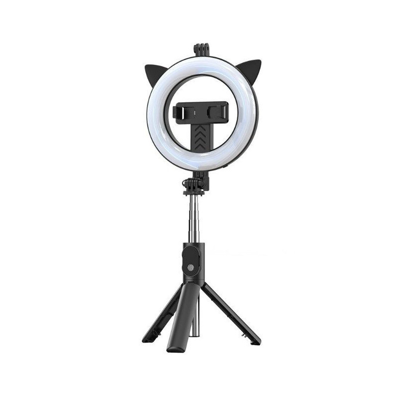 iLike Universal SELFIE HANDLE TRIPOD AND RING LIGHT BLUETOOTH Black