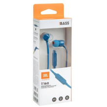 JBL T160 į ausis įdedamos ausinės, 3,5 mm, mėlynos