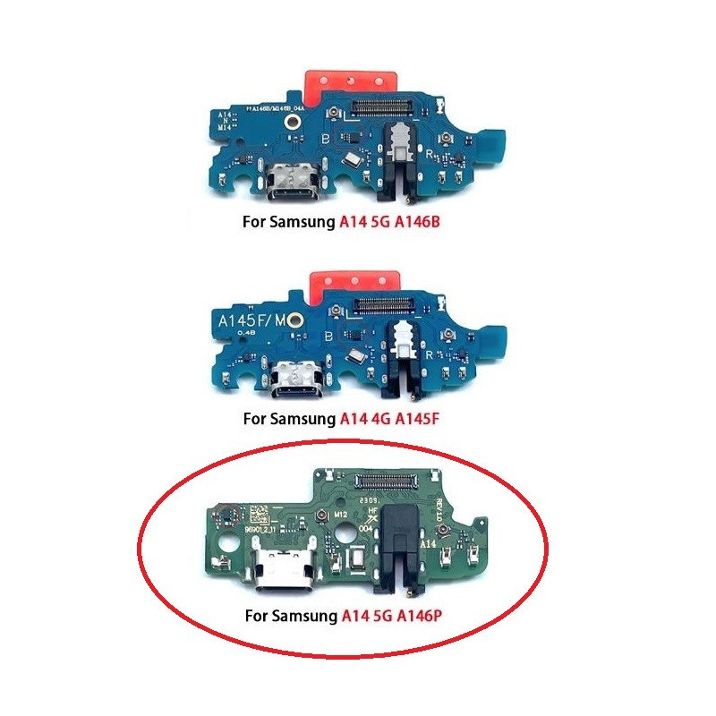 Lanksčioji jungtis Samsung A146P A14 5G 2023 su įkrovimo kontaktu, mikrofonu, ausinių lizdu originali (service pack)