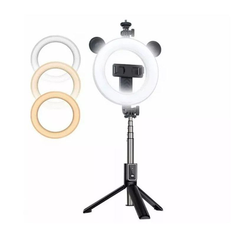 CP X4 LED 16cm Rechargeable Selfie Lamp with BT Remote &amp; Handle + Floor Stand 20-90cm + Phone Holder