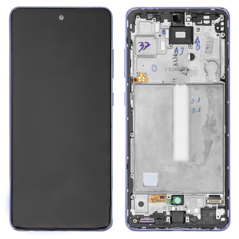 LCD screen Samsung A525 / A526 A52 4G / 5G 2021 with touch screen with frame Awesome Violet original (service pack)
