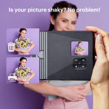 Geltona „Kodak Mini Shot 3 Square“ retro momentinė kamera ir spausdintuvas