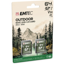 Emtec SDXC 64GB UHS-I U3 V30 lauko atminties kortelė, 2 vnt.