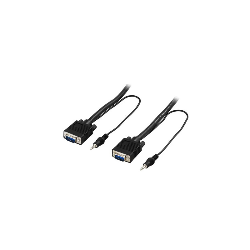 Deltaco Monitor cable RGB HD15 3.5mm audio 5m black