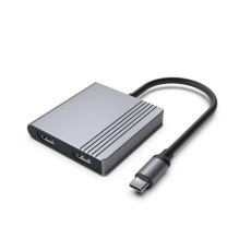 Adapteris - Gembird A-CM-COMBO3-04 USB Type-C Multi-Port Adapter 2x HDMI 2x USB Kosminė pilka