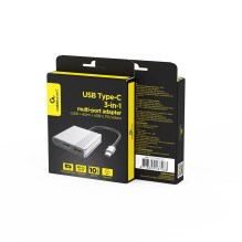 Adapteris - Gembird A-CM-COMBO3-05 USB Type-C Multi-Port Adapter 4K 60Hz Space Grey