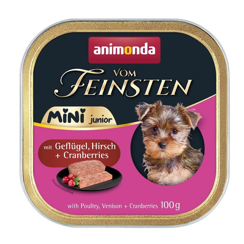 Maisto produktai - ANIMONDA Vom Feinsten Junior Mini Paukštiena su Žvėriena ir Spanguolėmis