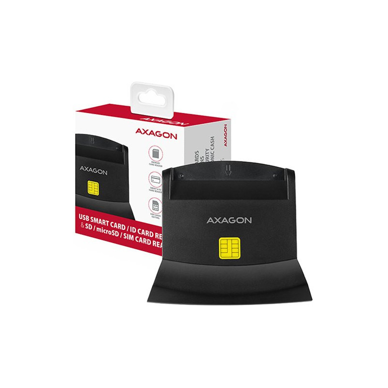 Axagon desktop stand reader Smart card / ID card AXAGON CRE-SM2 with USB 2.0 interface include SD, microSD and SIM card 