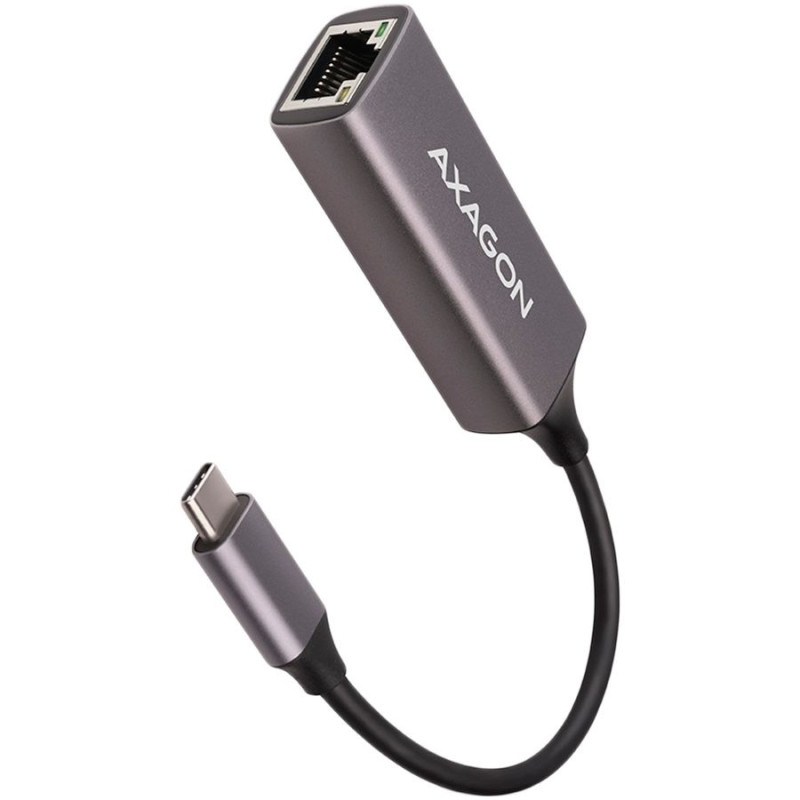 AXAGON ADE-TRC Type-C USB3.2 Gen 1 – Gigabit Ethernet 10/100/1000 adapteris, metalinis, titaninės pilkos spalvos