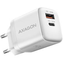 Axagon Sil wallcharger 2x port (USB-A + USB-C), PD3.0 / QC4+ / PPS / AFC / Apple. 30W total power.