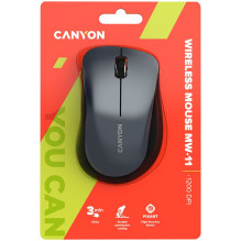 CANYON MW-11, 2.4 GHz Wireless mouse,with 3 buttons, DPI 1200, Battery:AAA*2pcs,Black,67*109*38mm,0.063kg