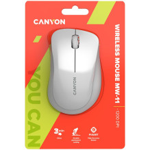 CANYON MW-11, 2,4 GHz belaidė pelė, su 3 mygtukais, DPI 1200, Baterija: AAA*2vnt, perlamutrinė pilka67*109*38mm 0,063kg