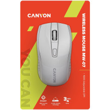 CANYON MW-7, 2.4Ghz wireless mouse, 6 buttons, DPI 800 / 1200 / 1600, with 1 AA battery ,size 110*60*37mm,58g,white