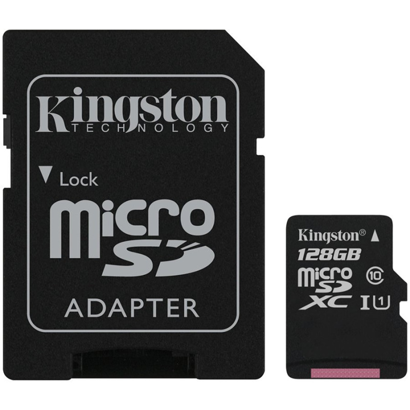 „Kingston“ 128 GB „micSDXC Canvas Select Plus 100R A1 C10“ kortelė + ADP