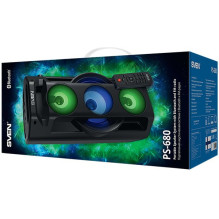 SVEN PS-680 2x32,5W LED ekranas TWS FM radijas AUX USB / SD kortelės palaikymas Apšvietimas Mikrofono įvestis (karaoke) 