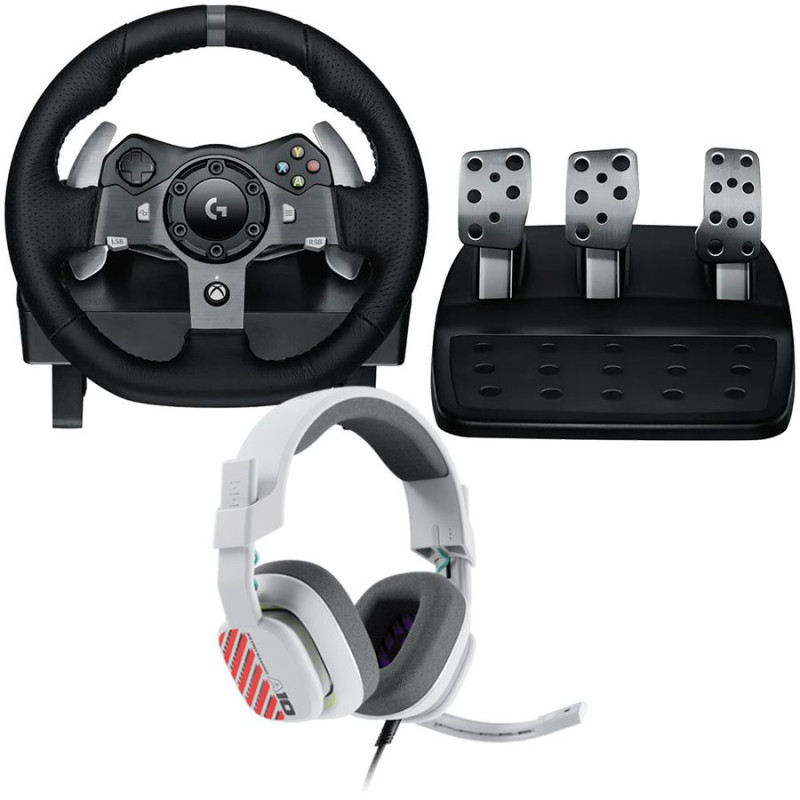 LOGITECH G920 Driving Force Racing Wheel + Astro A10 - WHITE