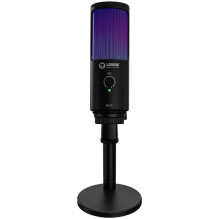 LORGAR SMP40, RGB Microphone with external mute button and metal stand, Black