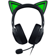 Kraken Kitty V2 - Black, Gaming headset, Kitty Ears, Stream Reactive Lighting, HyperClear Cardioid Mic, 40 mm TriForce D