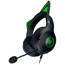 Kraken Kitty V2 - Black, Gaming headset, Kitty Ears, Stream Reactive Lighting, HyperClear Cardioid Mic, 40 mm TriForce D