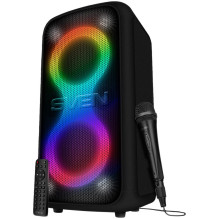 Nešiojama garso kolonėlė SVEN PS-1000, juoda, galia 2x80W (RMS), TWS, Bluetooth, FM, USB, LED ekranas, ličio baterija Nešiojama garso kolonėlė SVEN PS-1000, juoda, galia 2x80W (RMS), TWS, Bluetooth, FM, USB, LED ekranas, ličio baterija
