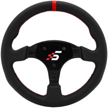 SIMAGIC apvalus vairas 330 mm, be stebulės, odinis