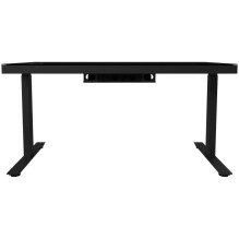 Dual-motor sit / stand adjustable-height gaming desk with wireless charger, RGB lighting, control panel, and USB ports, 