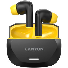 CANYON ausinės HEXAGON 7 TWS ANC+ENC belaidis įkrovimas juoda geltona