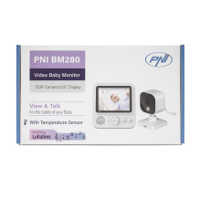 Video Package Baby Monitor PNI BM280 Screen 2.8 Inch Wireless 2.4GHz with Sticky Pad Blue Included Video Package Baby Monitor PNI BM280 Screen 2.8 Inch Wireless 2.4GHz with Sticky Pad Blue Included