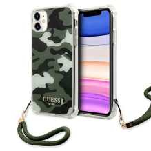 Guess GUHCN61KSARKA iPhone 11 6,1' / Xr žalia / chaki spalvos kietas Camo Collection